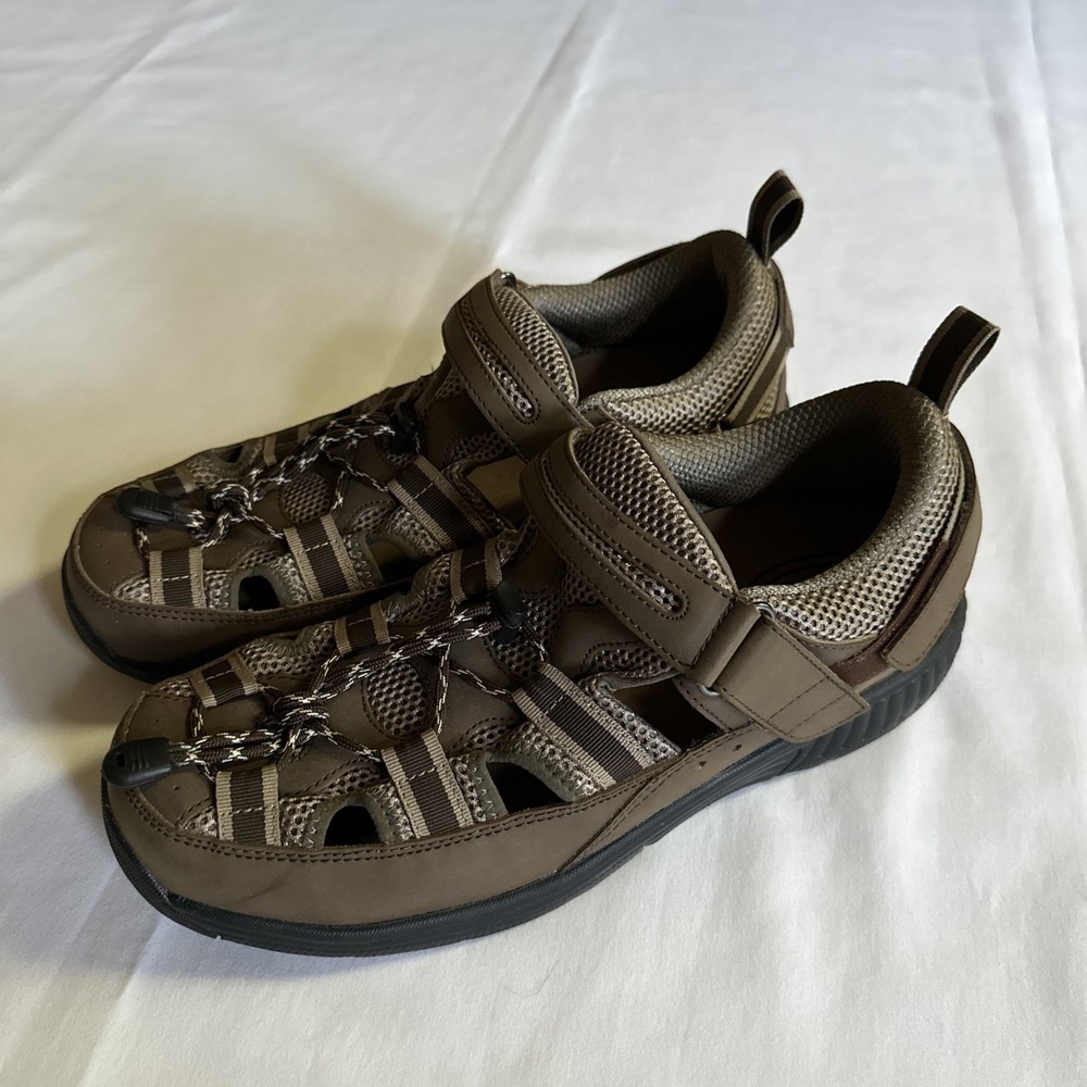 Orthofeet Sandal Clearwater Two-way Strap Mens 12 Wide 2E Brown Leather‎ Comfort - Picture 4 of 10